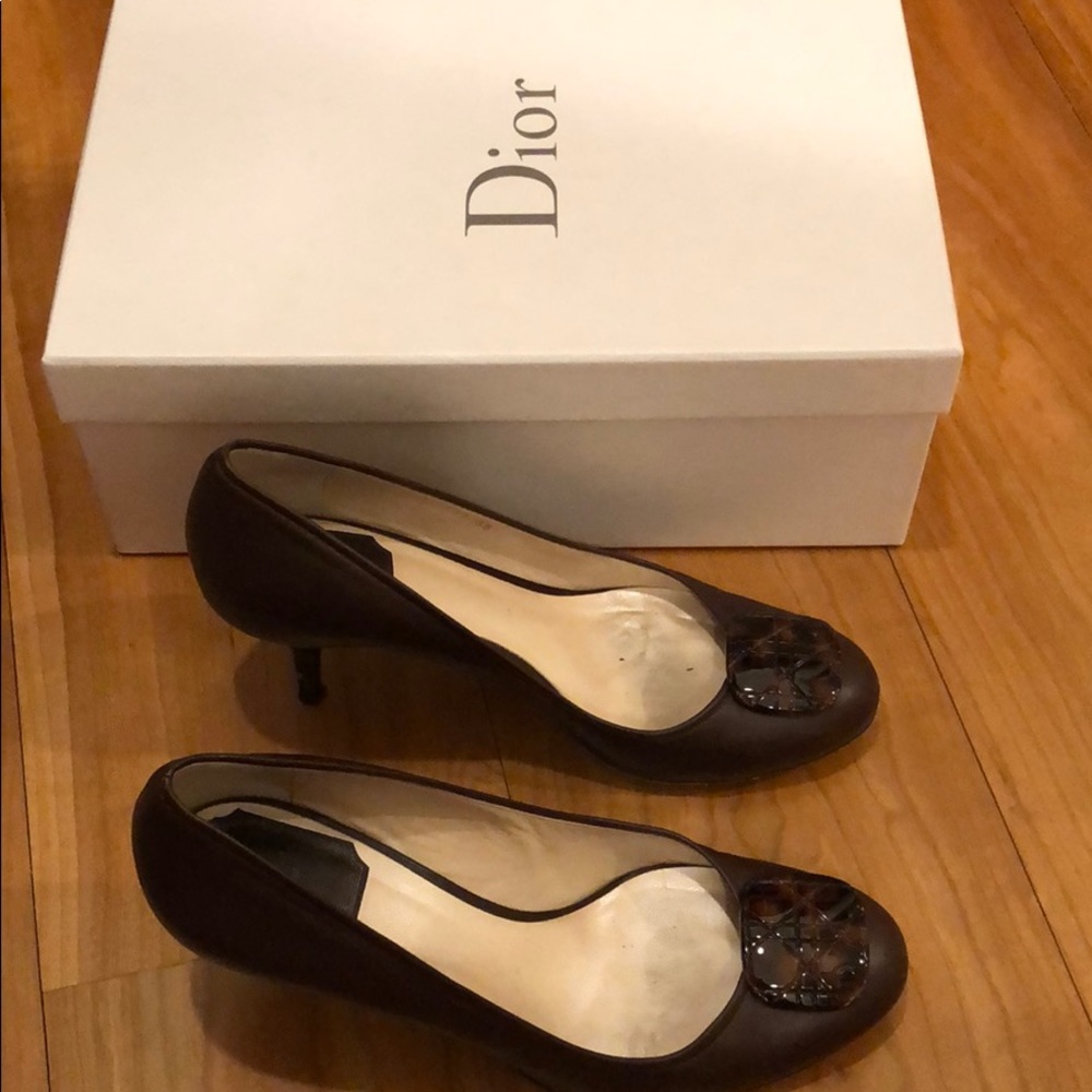 Dior cannage espresso heels size 6